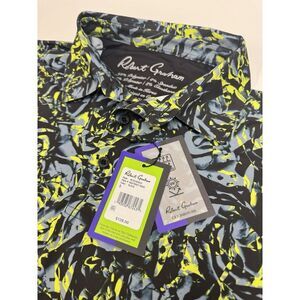 NWT Robert Graham Clubhouse Abstract Rose Performance Golf Polo Black SMALL $128